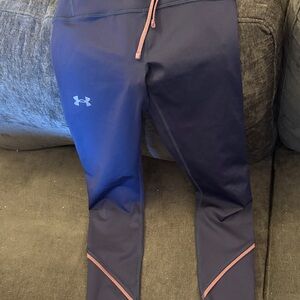 Under Armour Navy Leggings with Pink Trim and Drawstring